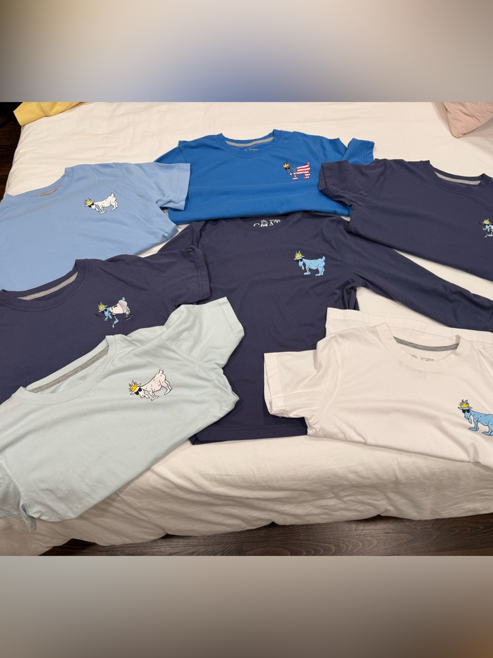 Kids Goat USA Short Sleeve Tees Bundle in various shades of Blue